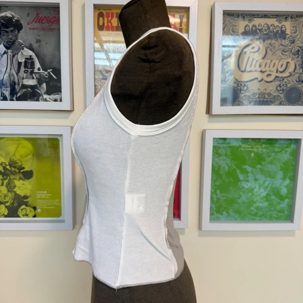 🤍 Y2K Contrast Panel Ribbed Tank Top 🤍 - Picture 3 of 7